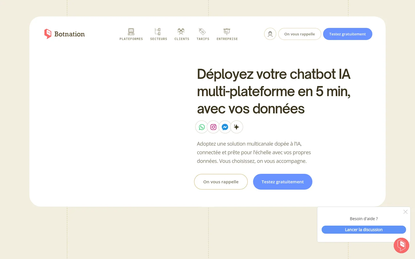 Startseite der Software Botnation AI