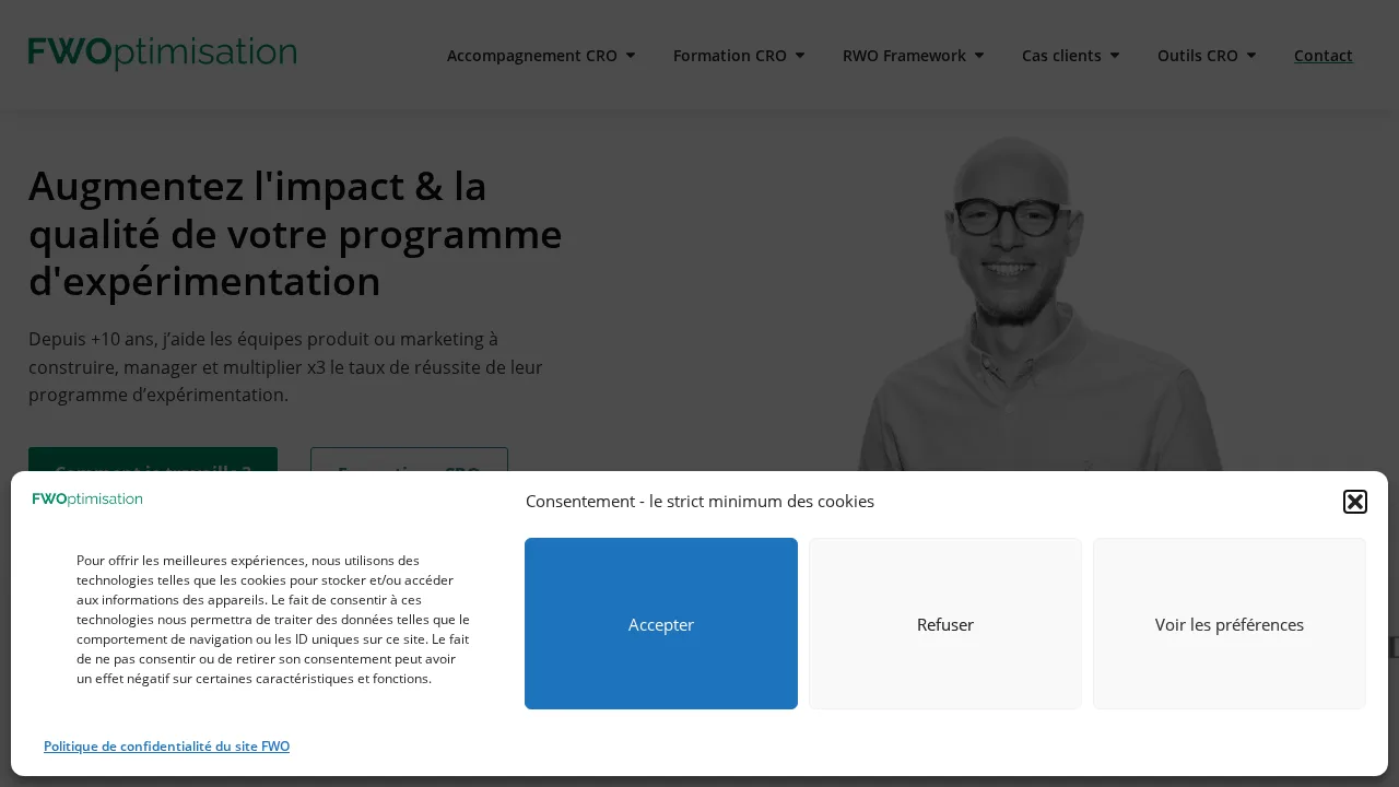 실험 프로그램을 다루는 Mathieu Fauveaux의 웹사이트 FWOptimisation의 홈페이지