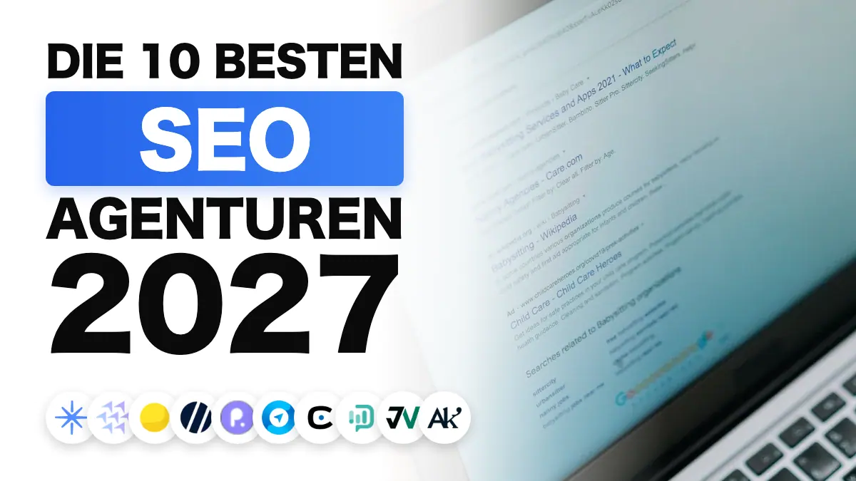 Laptop-Bildschirm mit einer Suchergebnisseite, illustriert das Ranking der besten SEO-Agenturen in Frankreich