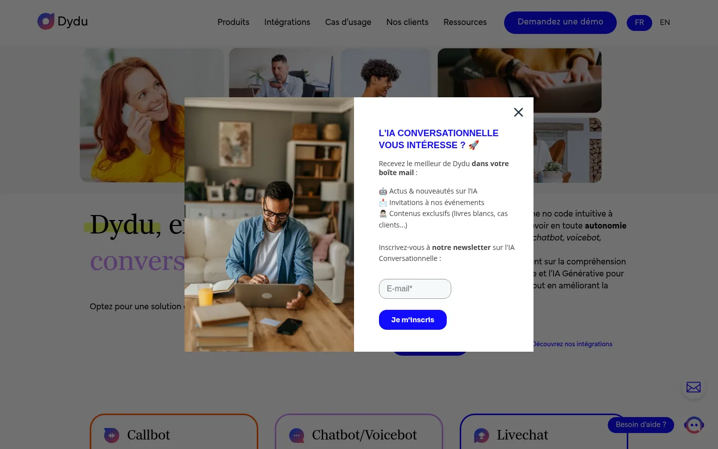 Startseite der Software Dydu