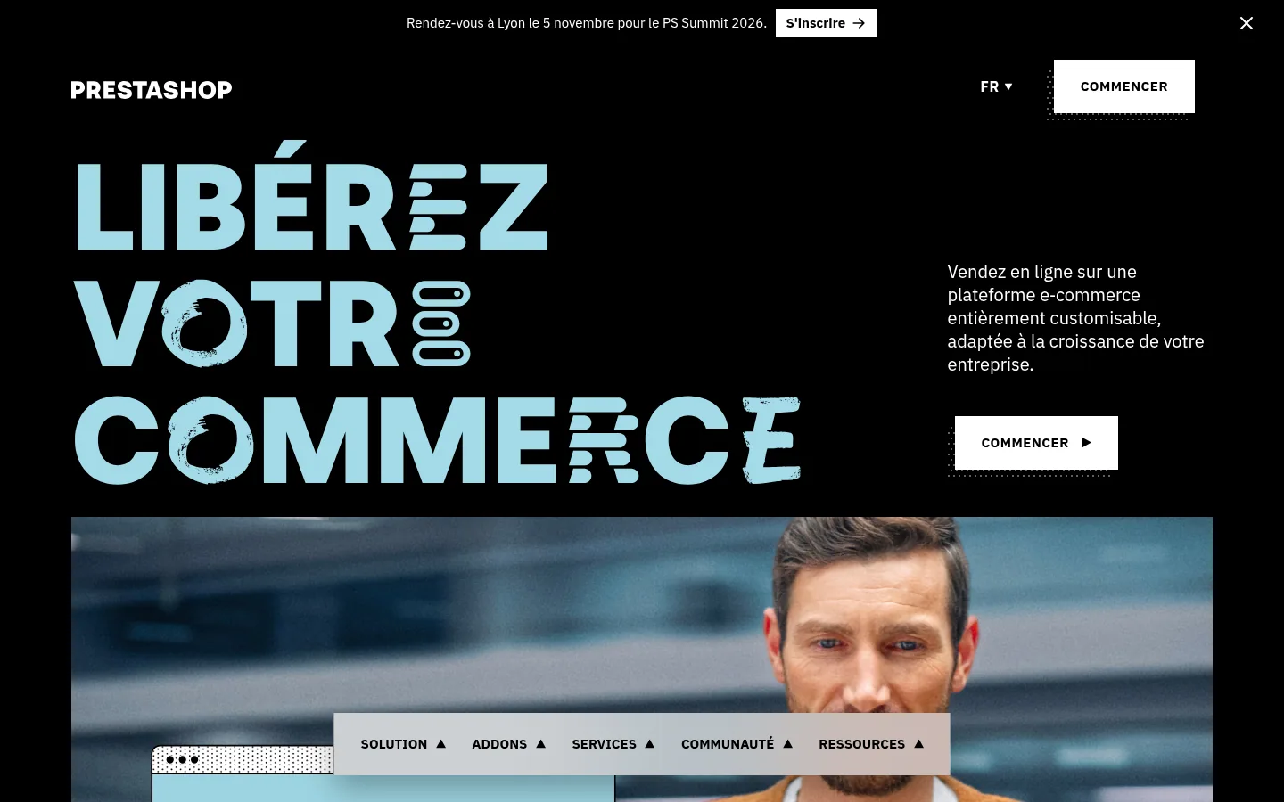 Startseite der Software PrestaShop