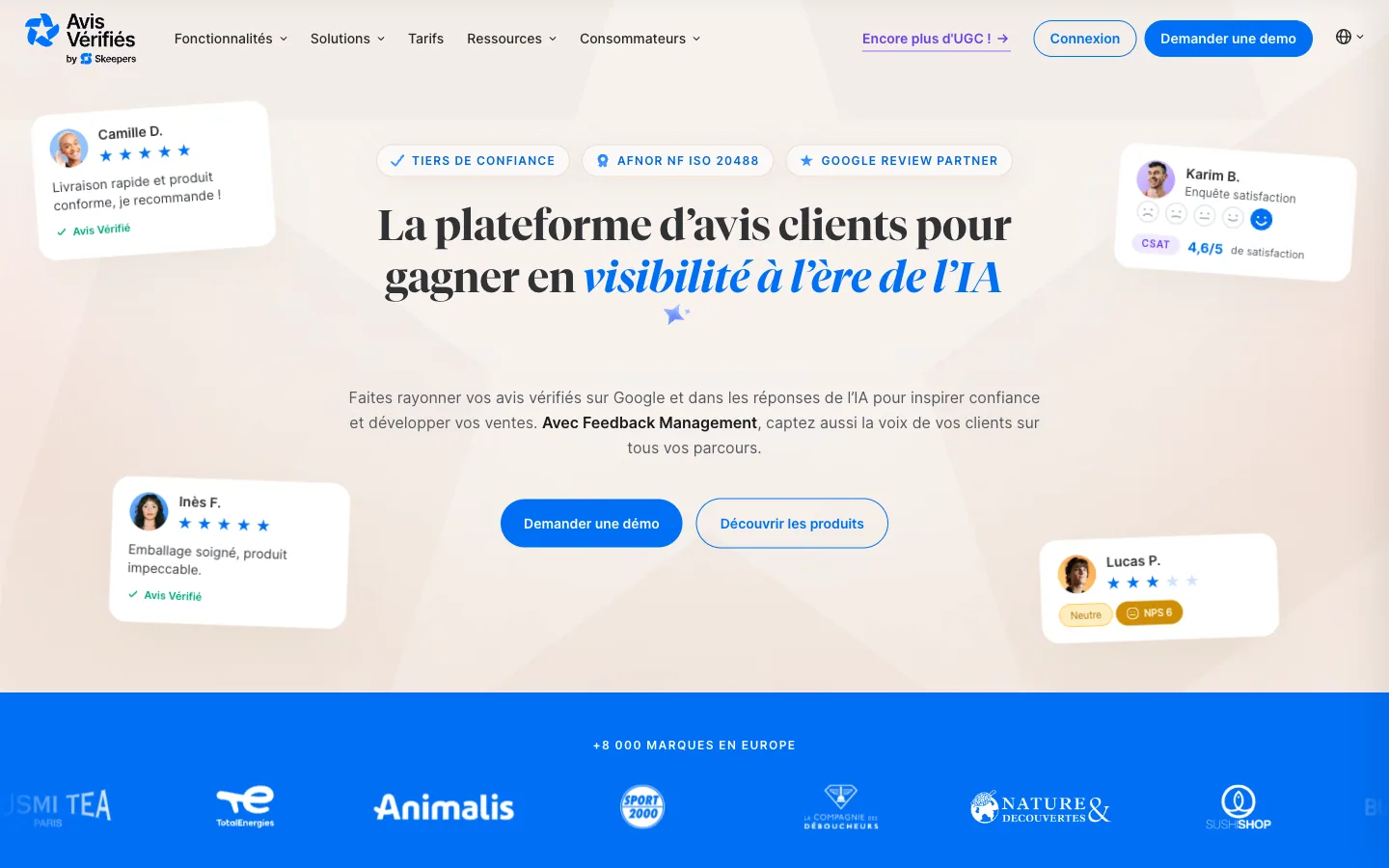 Avis Vérifiés software home page