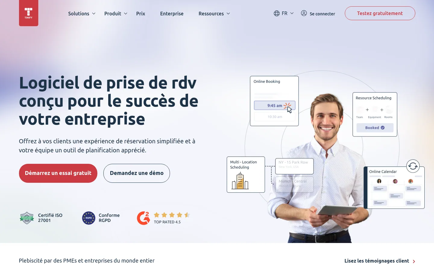 Home page del software TIMIFY