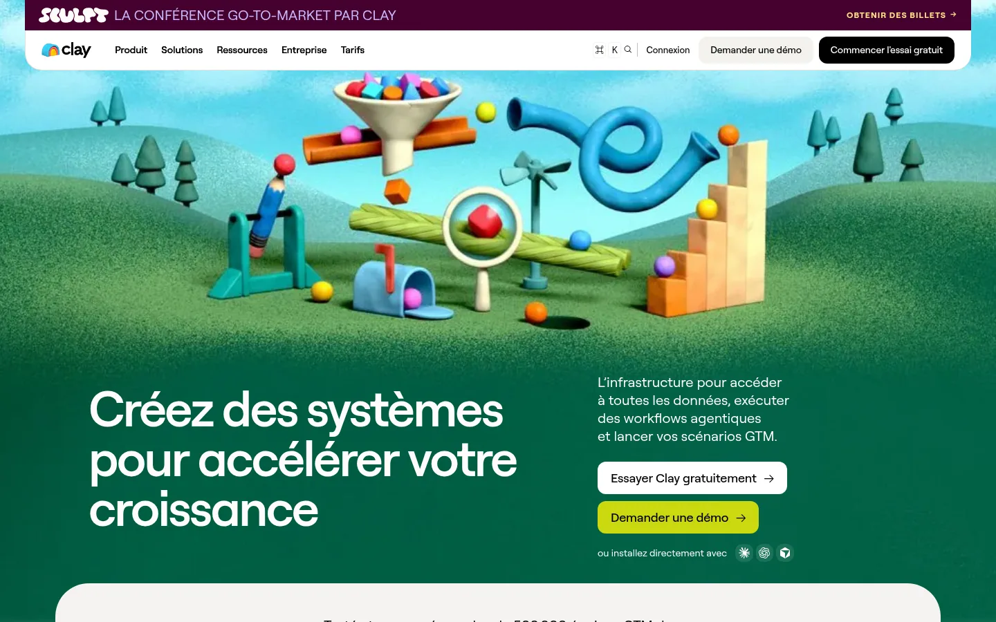 Homepage of the Clay software