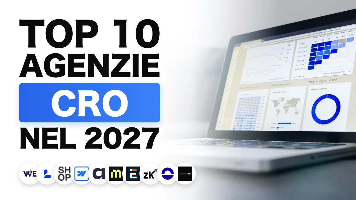 Computer portatile che mostra grafici di analisi su una scrivania, che illustra la classifica delle migliori agenzie CRO in Francia