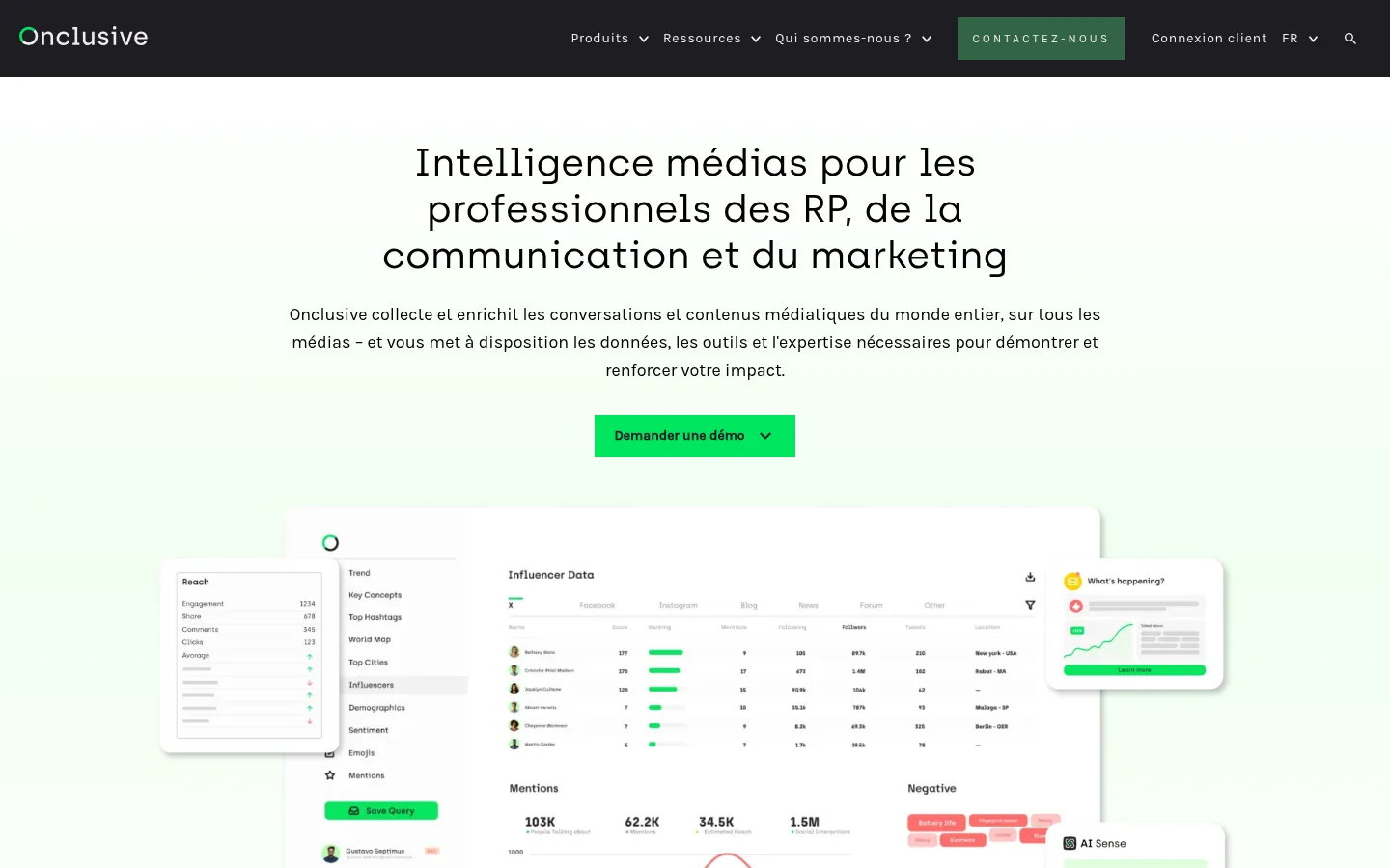 Home page del software Onclusive