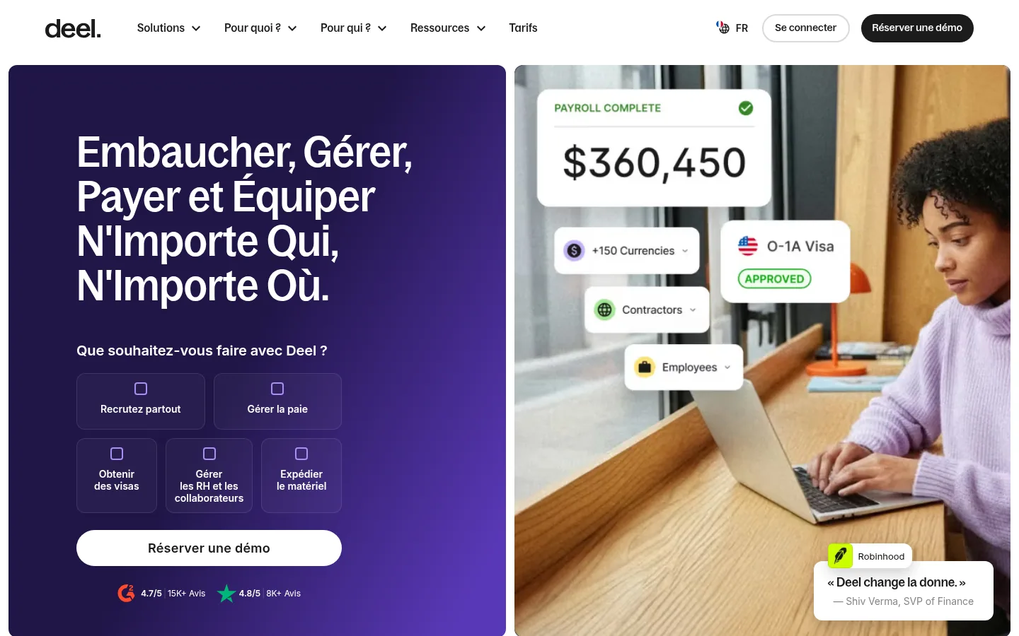 Home page del software Deel