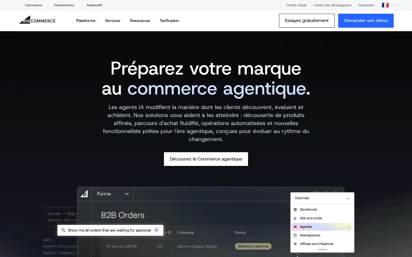 Startseite der Software BigCommerce