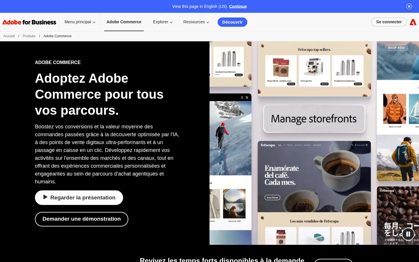 Startseite der Software Adobe Commerce (Magento)