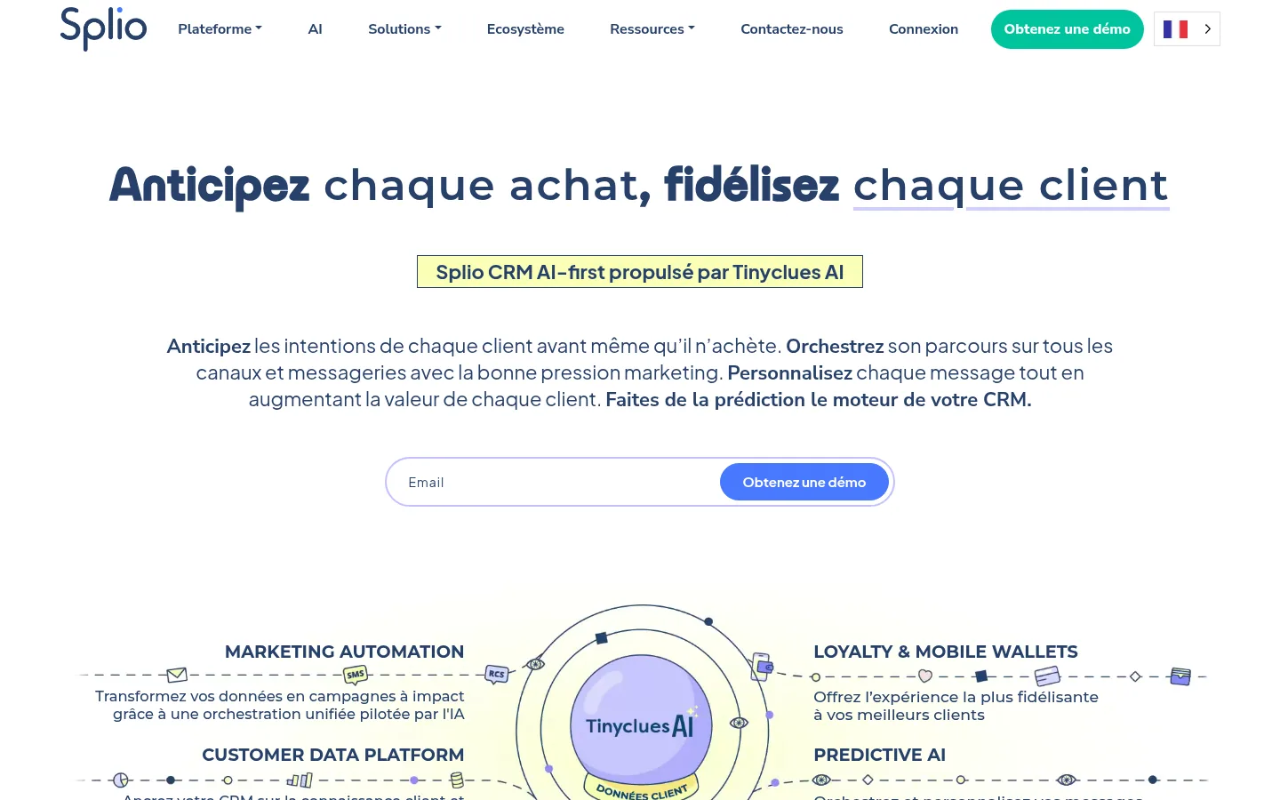 Homepage of the Splio software