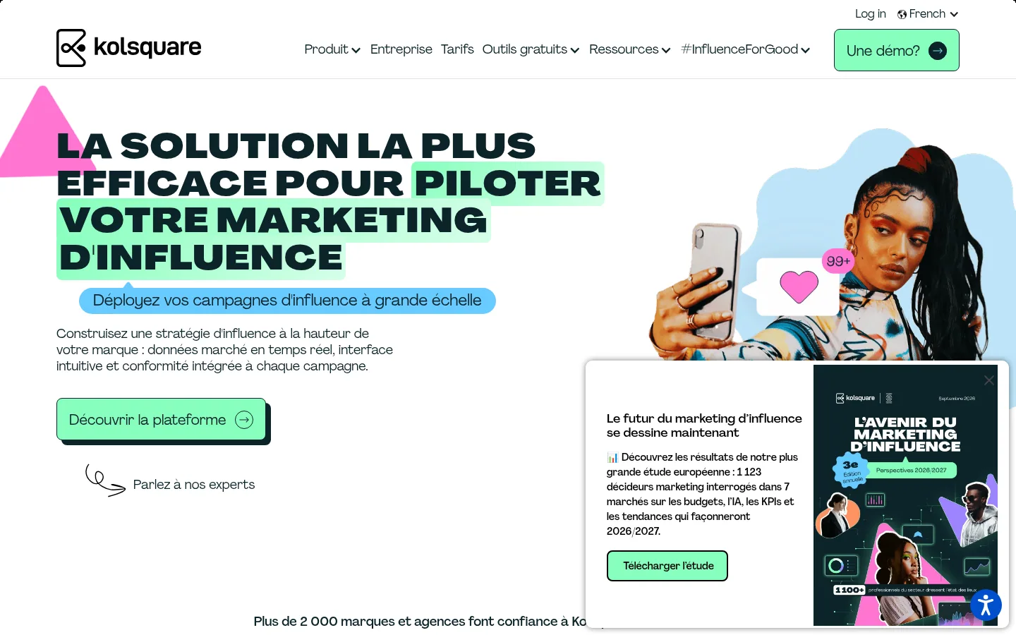 Homepage of the Kolsquare software