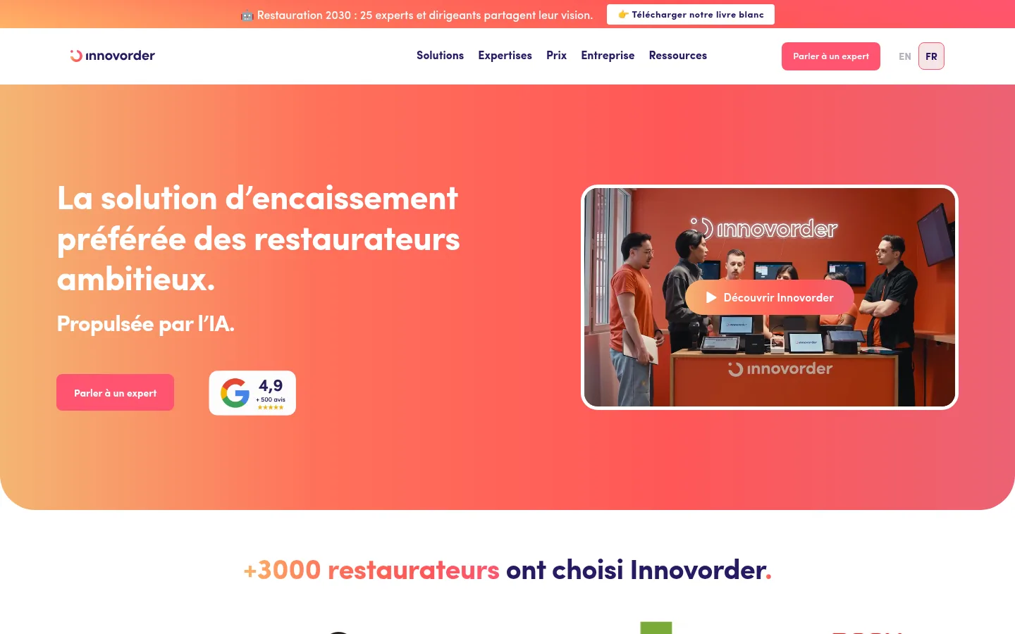 Homepage del software Innovorder