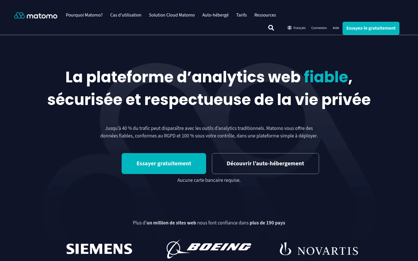 Home page del software Matomo