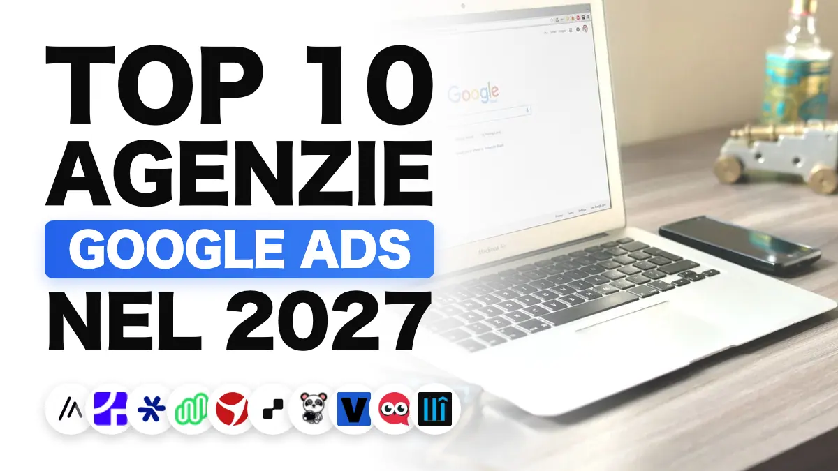 Portatile su una scrivania che mostra una pagina di motore di ricerca, che illustra la classifica delle migliori agenzie Google Ads in Francia