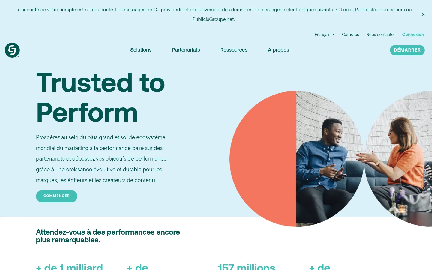 Homepage of the CJ Affiliate software