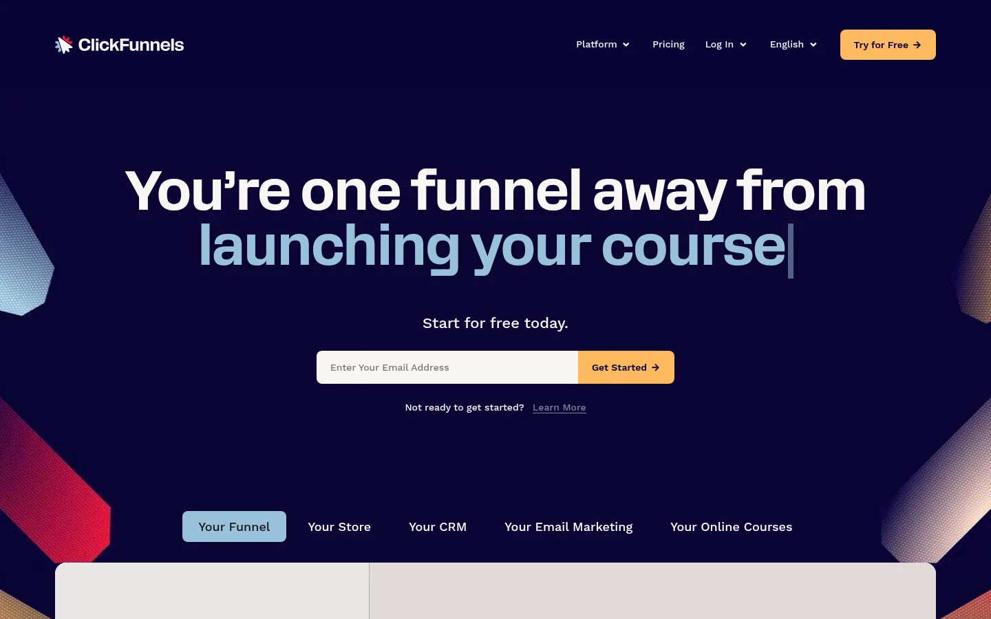 ClickFunnels software homepage