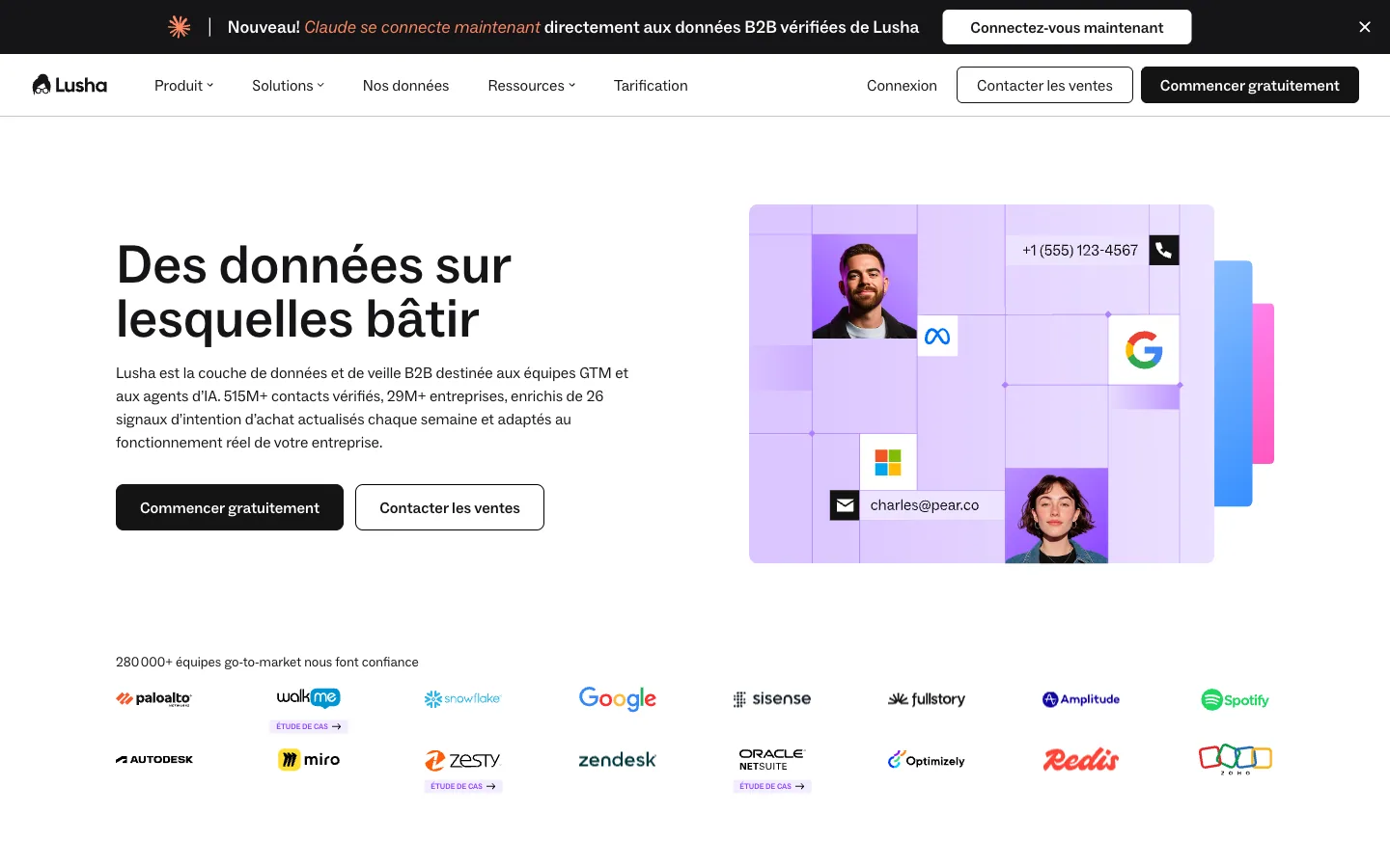 Homepage of the Lusha software