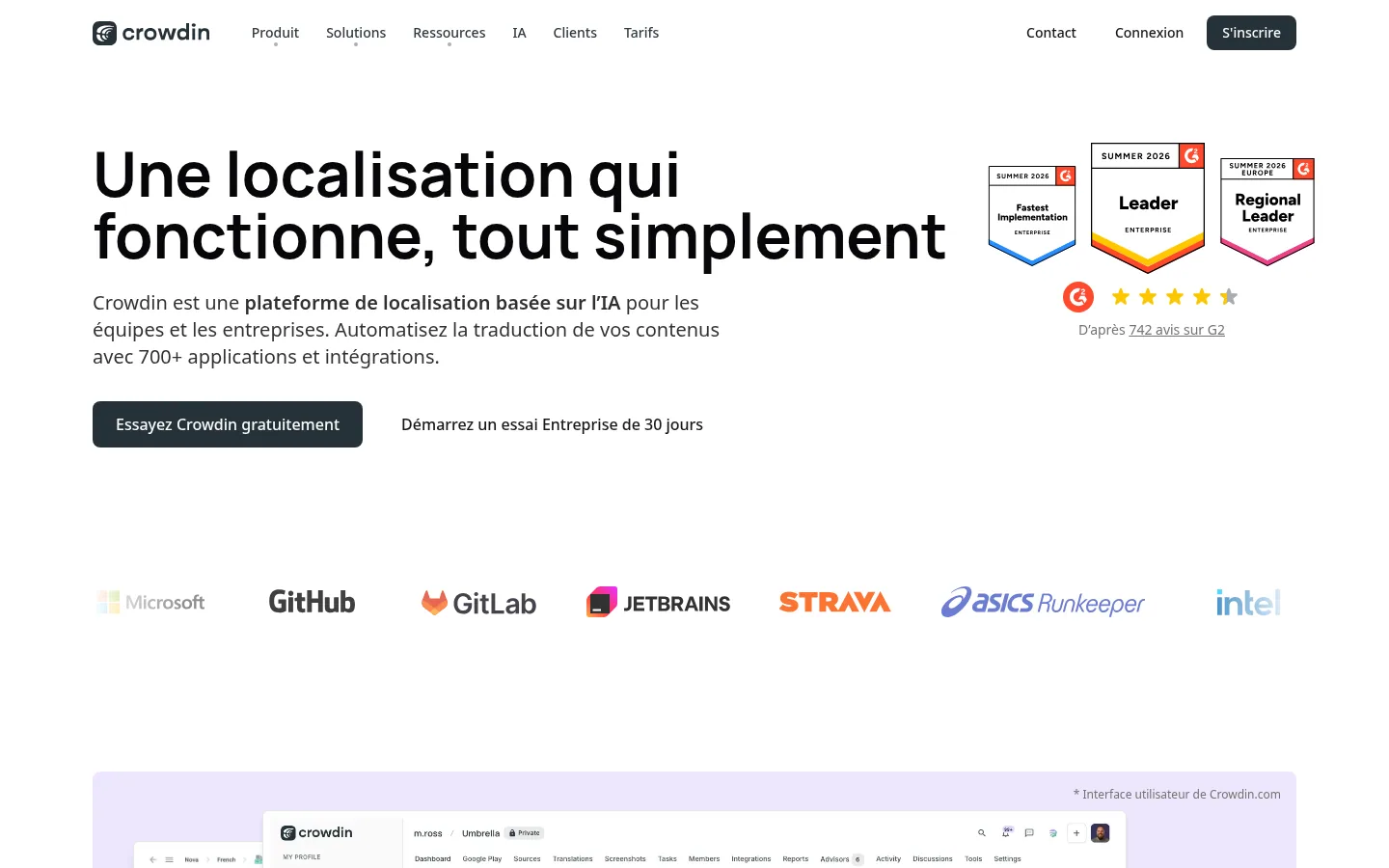 Crowdin software home page