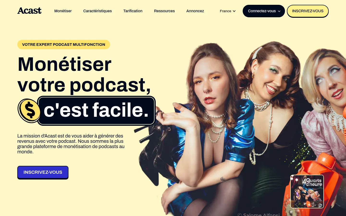 Homepage of the Acast software