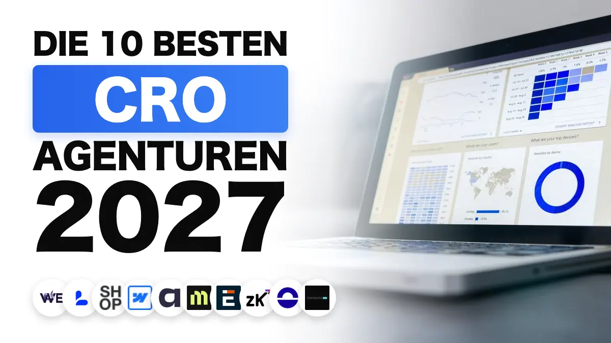 Laptop mit Analysediagrammen auf einem Schreibtisch, illustriert das Ranking der besten CRO-Agenturen in Frankreich