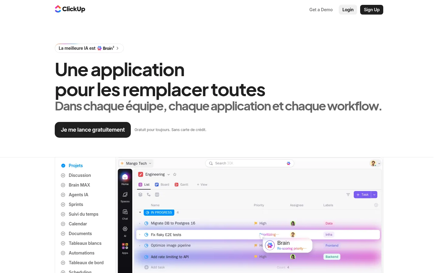 ClickUp software home page
