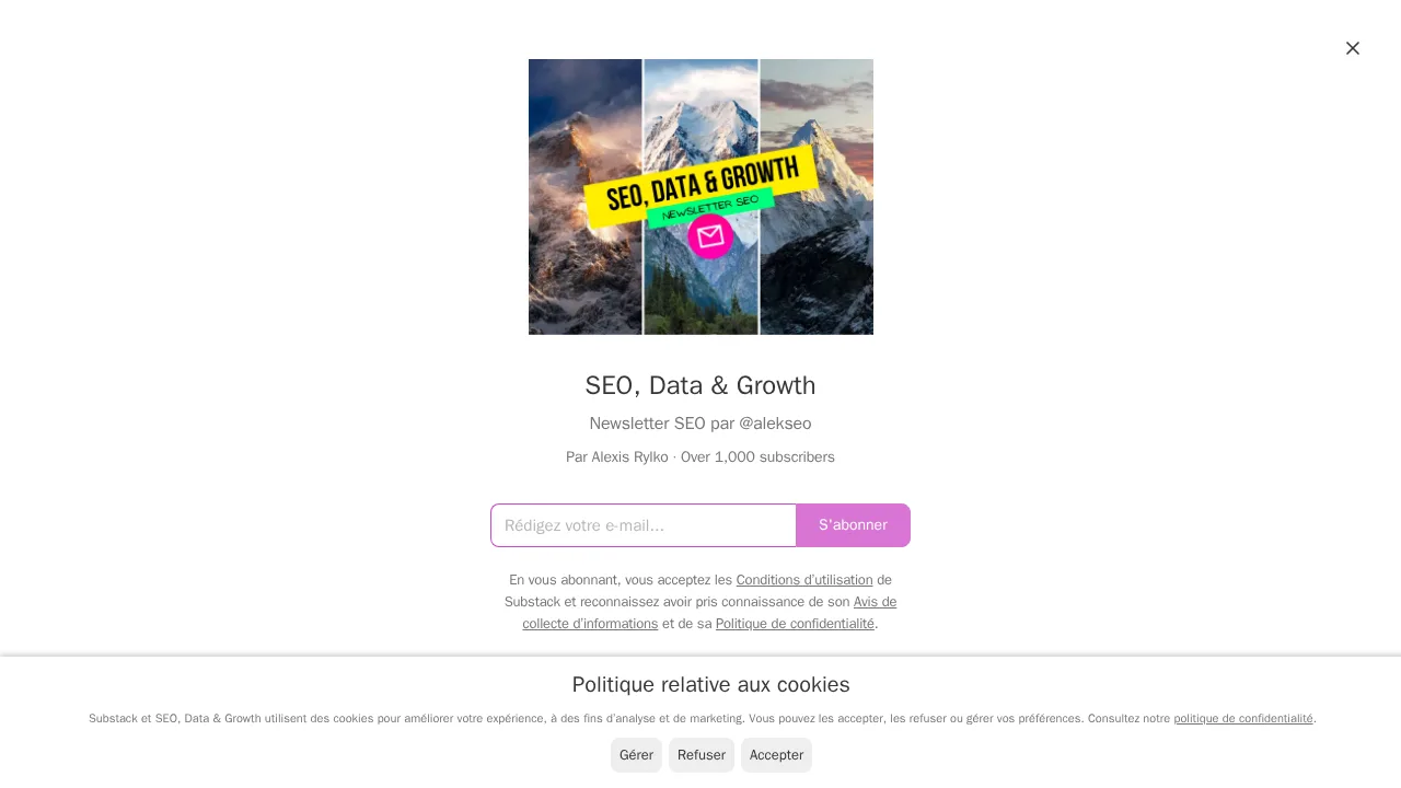 Alexis Rylko의 뉴스레터 SEO, Data and Growth 구독 페이지