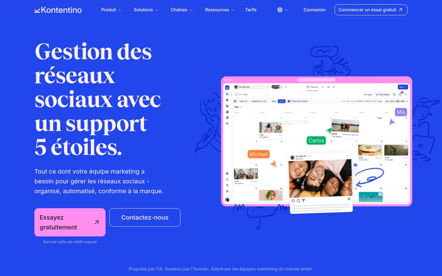 Homepage of the Kontentino software