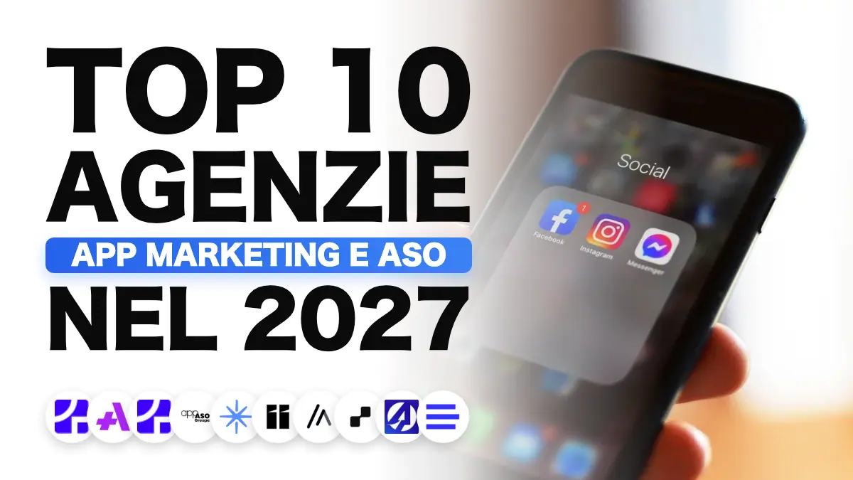 Mano che regge uno smartphone con uno store di applicazioni aperto, che illustra la classifica delle migliori agenzie di app marketing in Francia