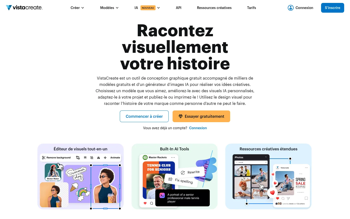VistaCreate software home page