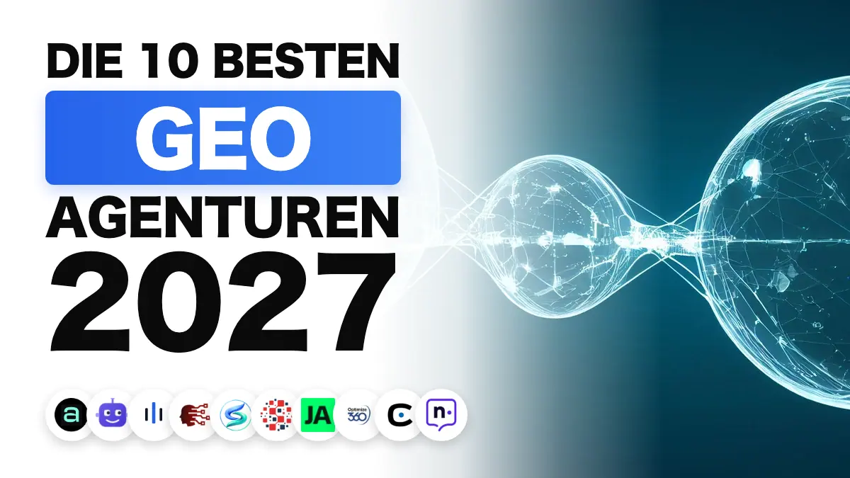 Leuchtende digitale Kugeln durch Lichtlinien verbunden, illustriert das Ranking der besten GEO-Agenturen in Frankreich