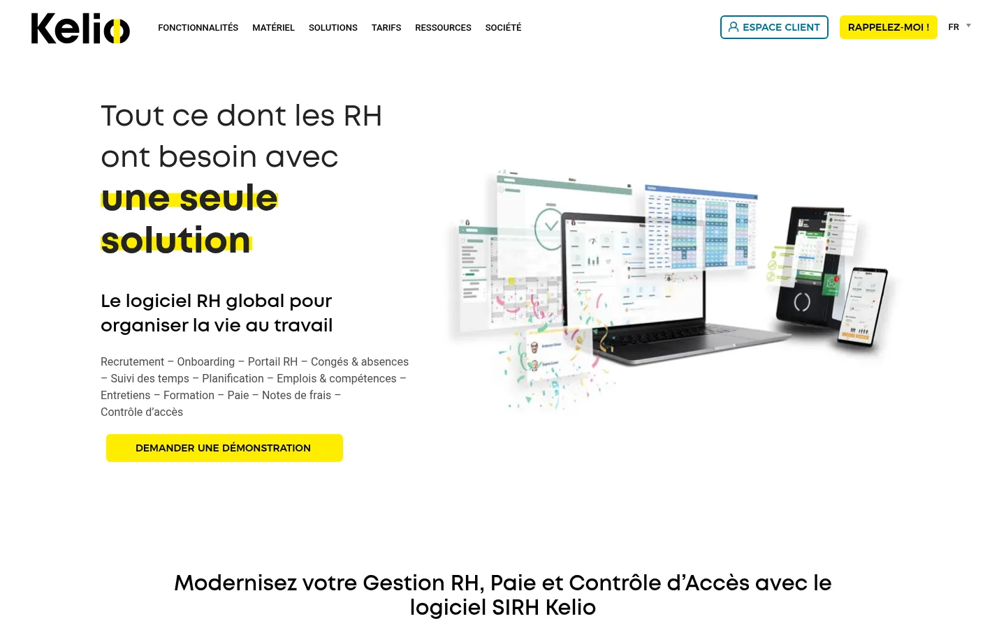 Kelio software home page