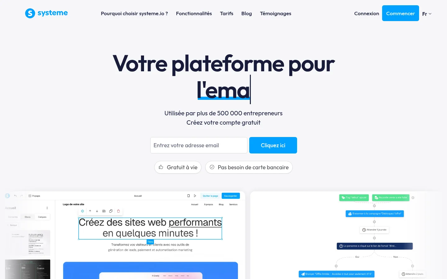 Systeme.io software homepage