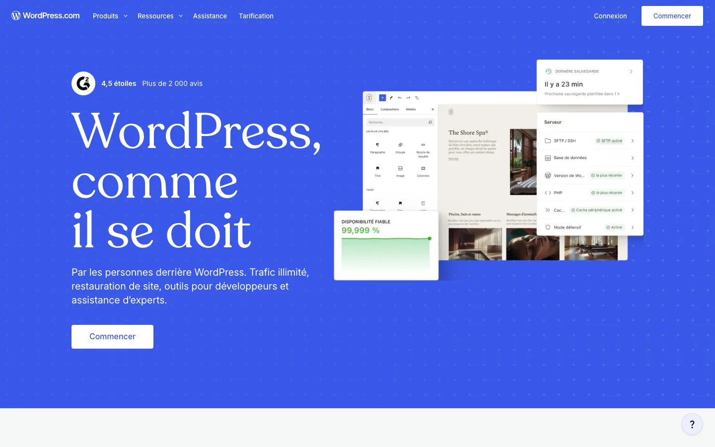 Homepage del software WordPress.com
