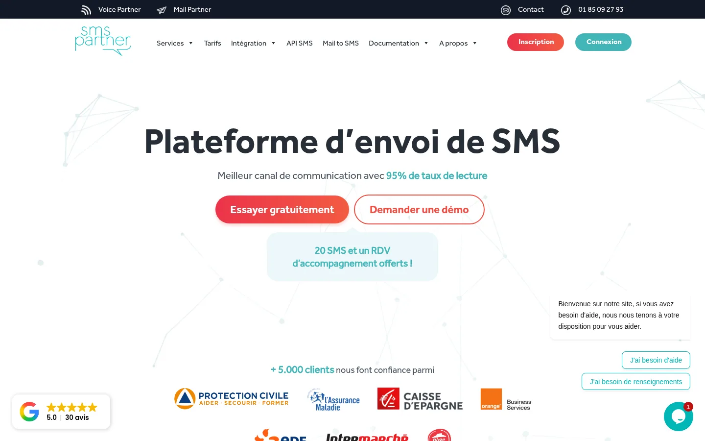 SMS Partner software homepage