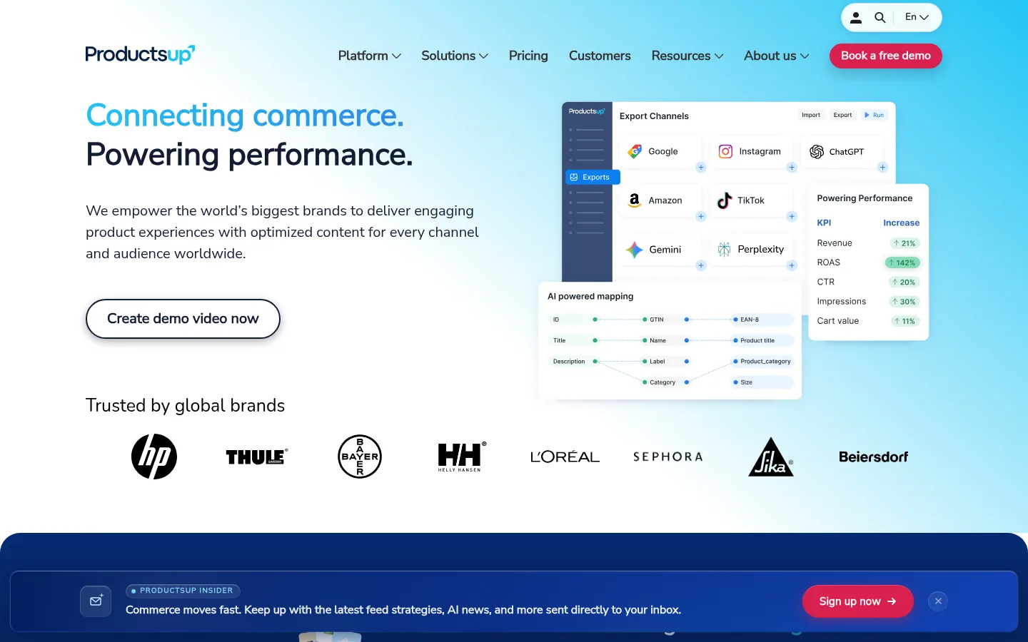 Productsup software home page