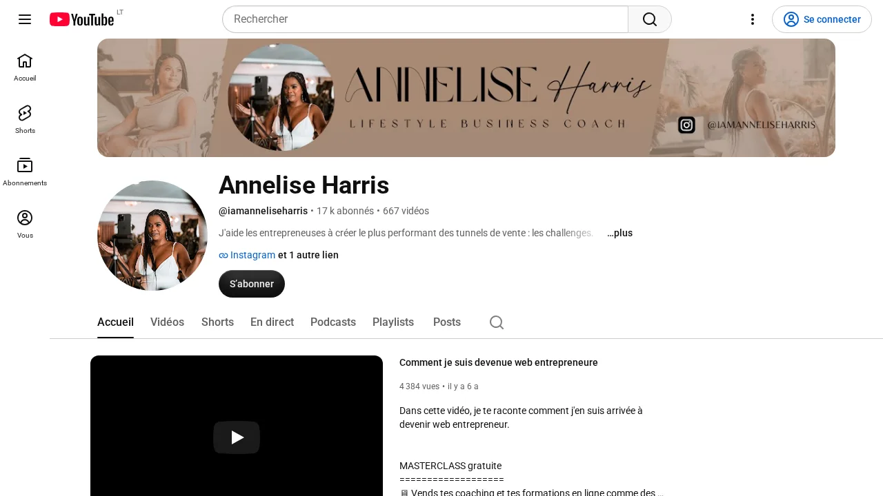 ライフスタイルビジネスコーチ Annelise Harris の YouTube チャンネル。登録者 1.7 万人、動画 667 本