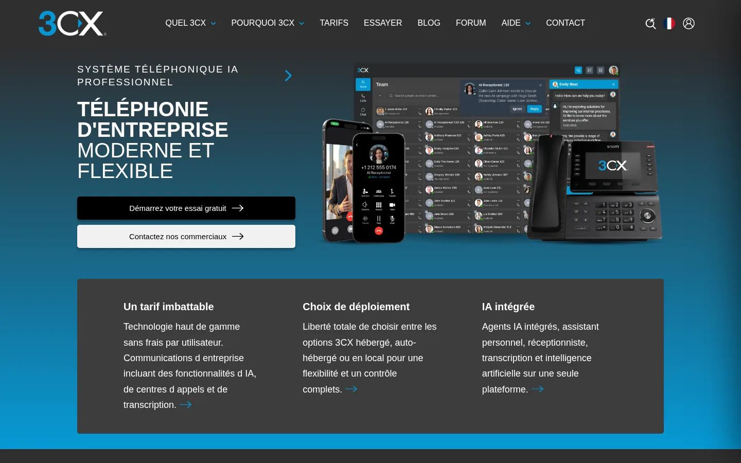 Homepage of the 3CX software