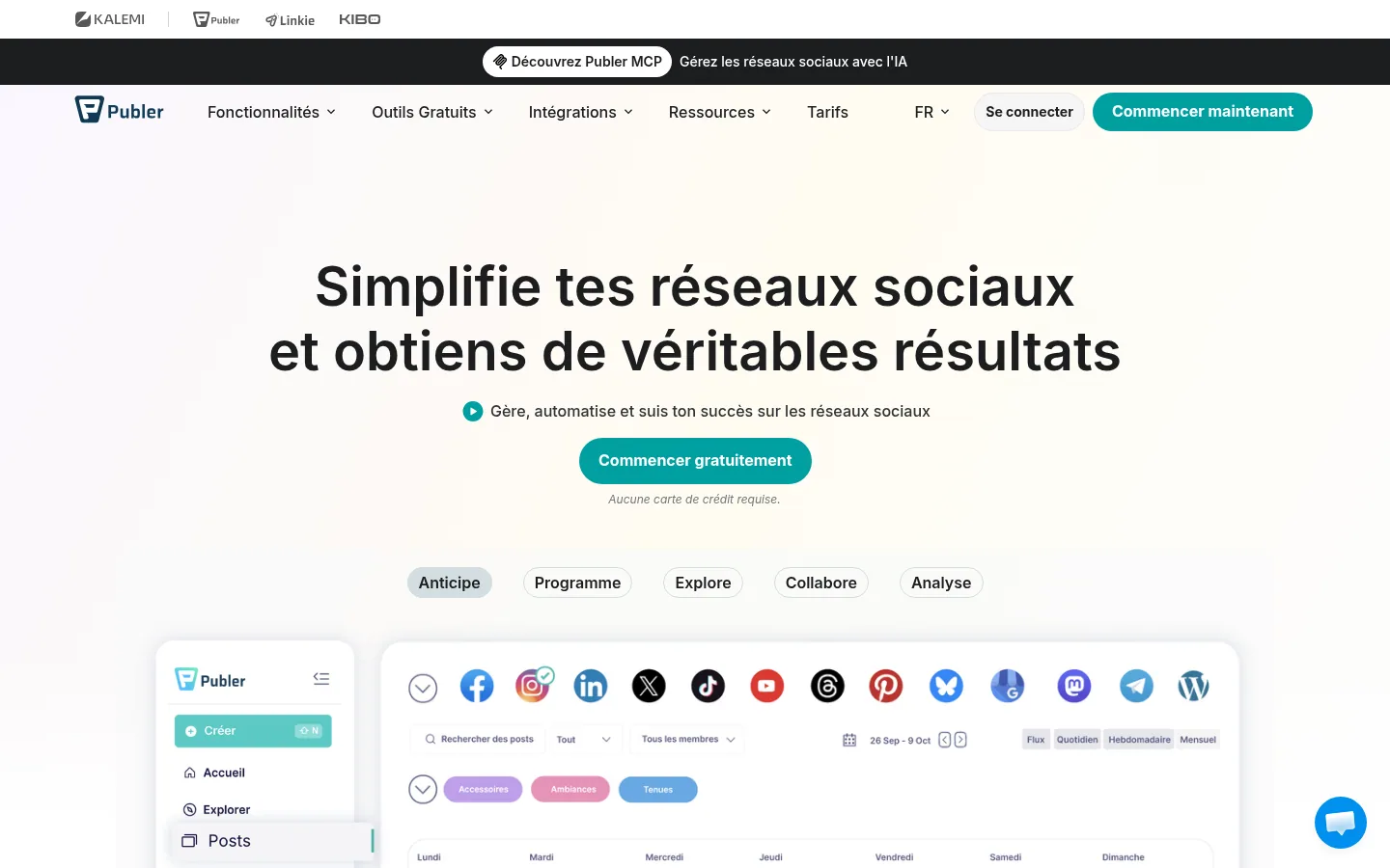 Homepage of the Publer software