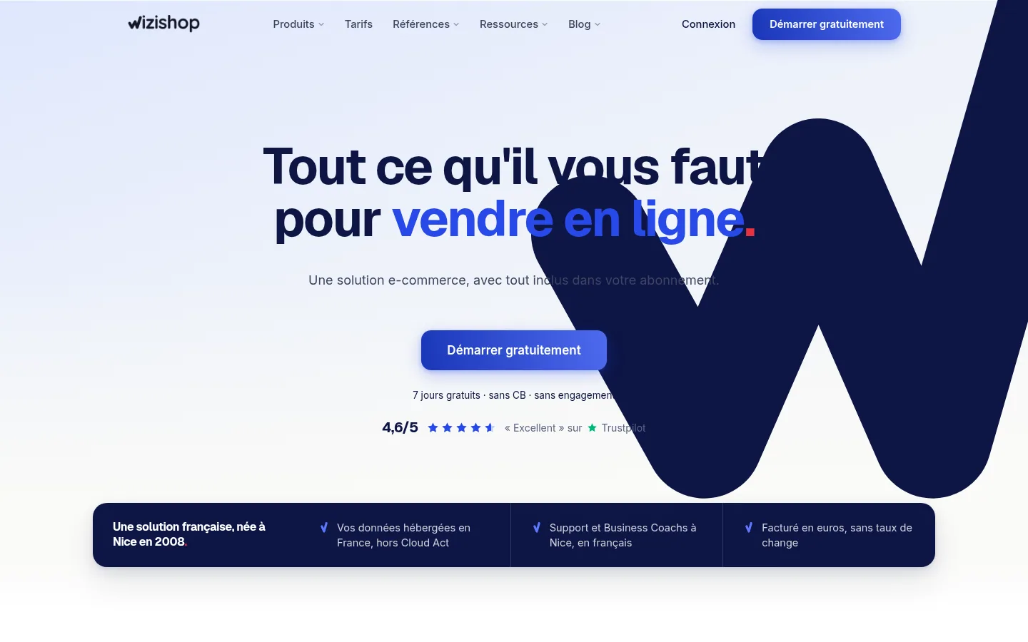 Startseite der Software WiziShop