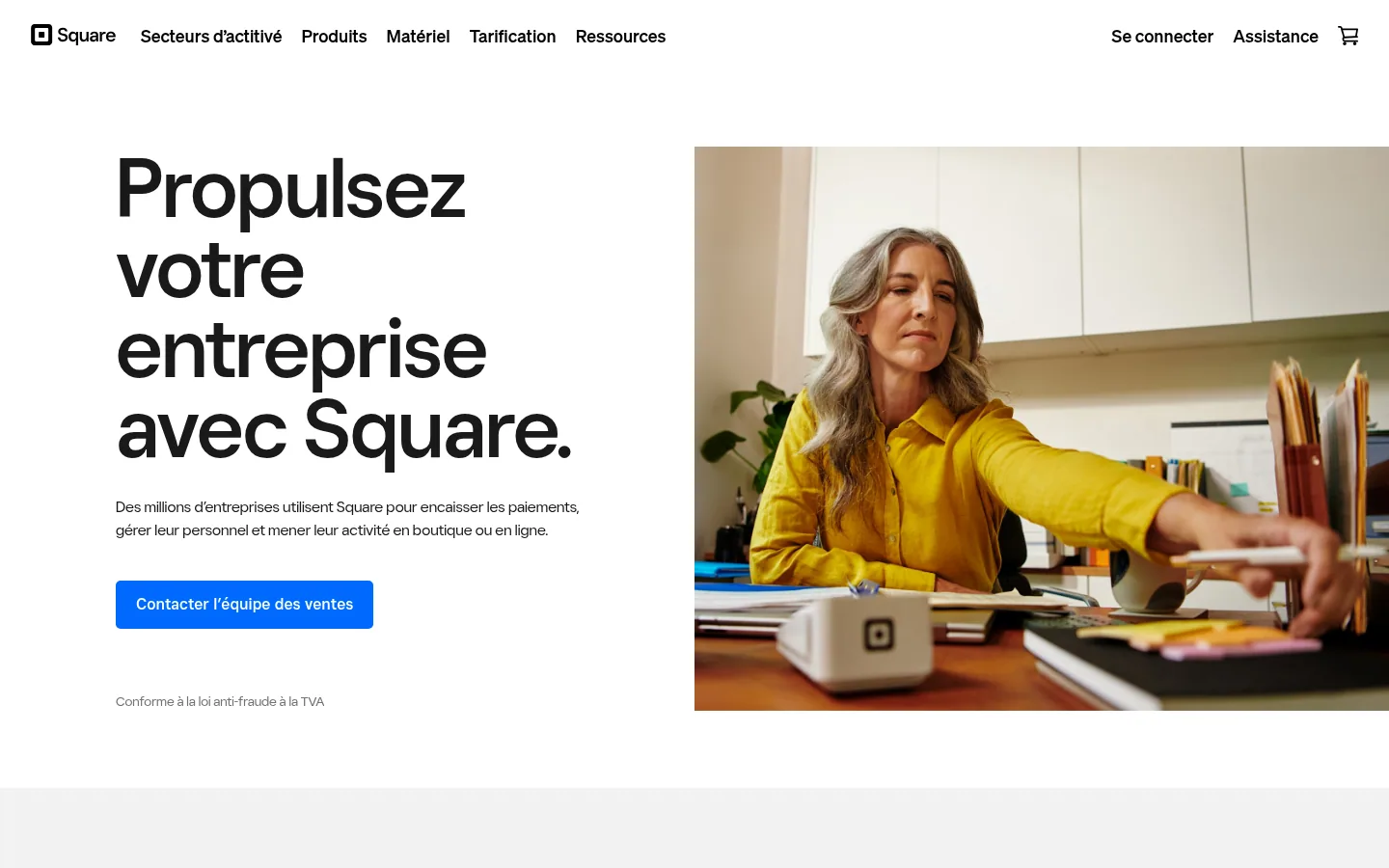 Homepage del software Square