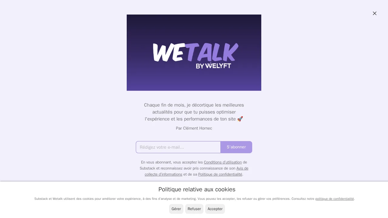 Clément Hornec의 월간 뉴스레터 Wetalk by Welyft의 구독 페이지