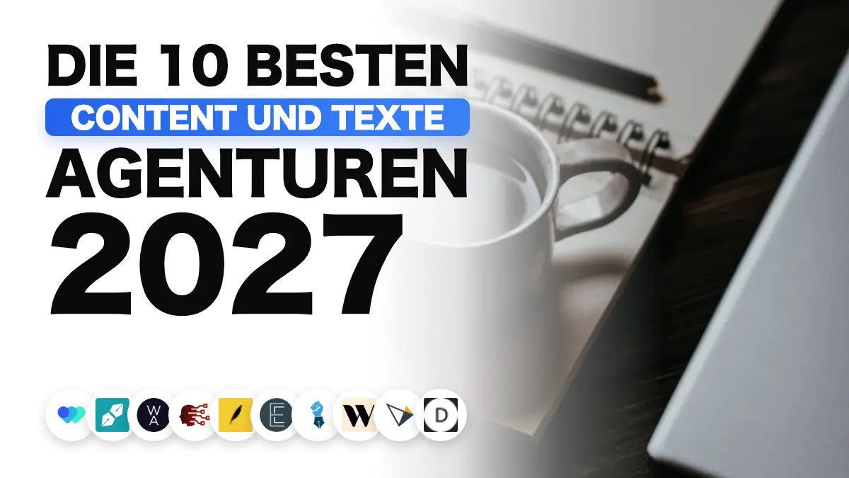 Notizbuch, Kaffeetasse und Laptop auf einem Schreibtisch, illustriert das Ranking der besten Content-Marketing-Agenturen in Frankreich