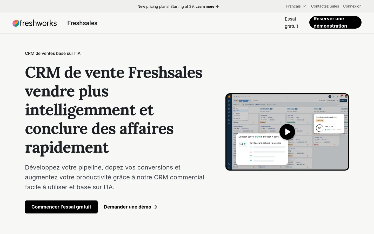 Freshsales software homepage
