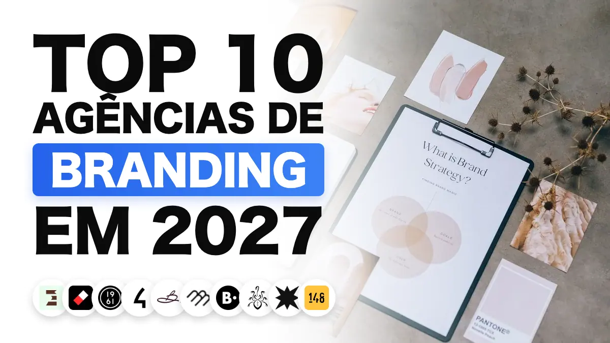 Materiais de identidade visual e amostras de cor sobre uma mesa, que ilustra o ranking das melhores agências de branding na França