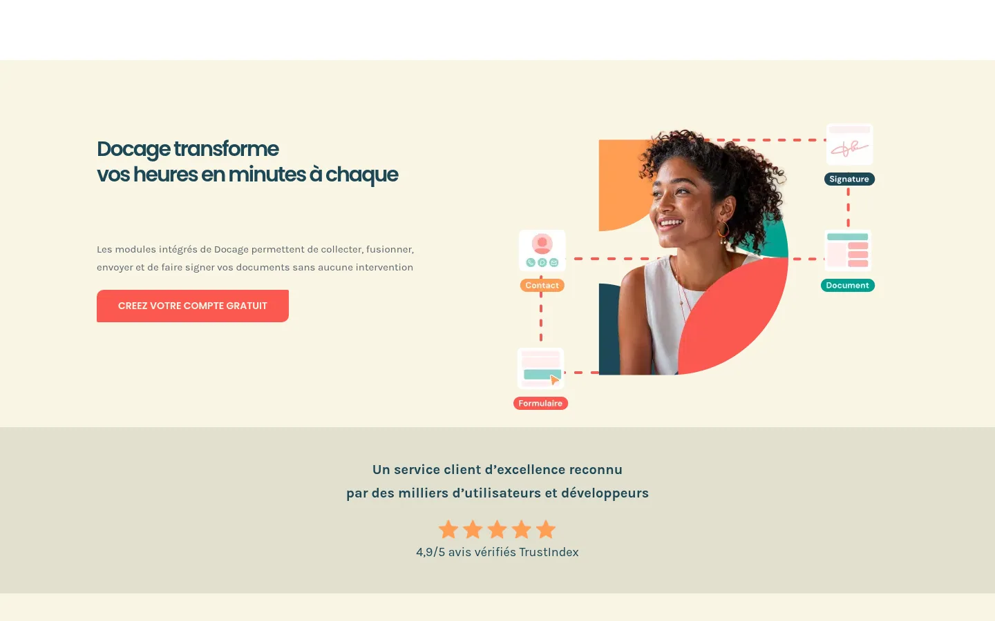 Homepage of the Docage software
