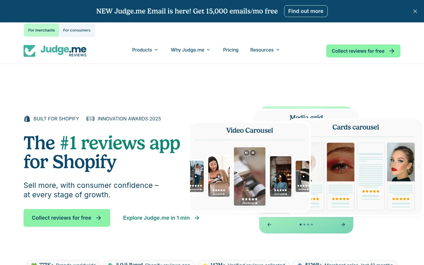 Judge.me software home page