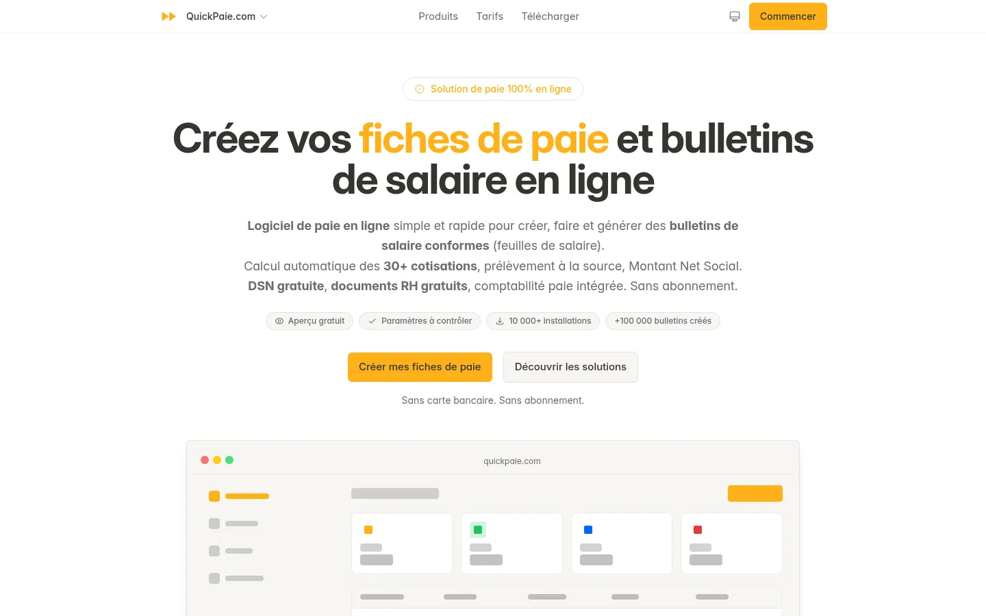 Home page del software QuickPaie