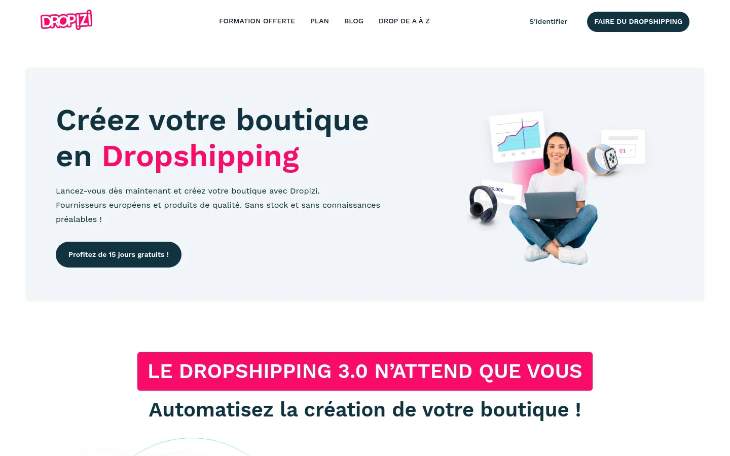 Startseite der Software Dropizi