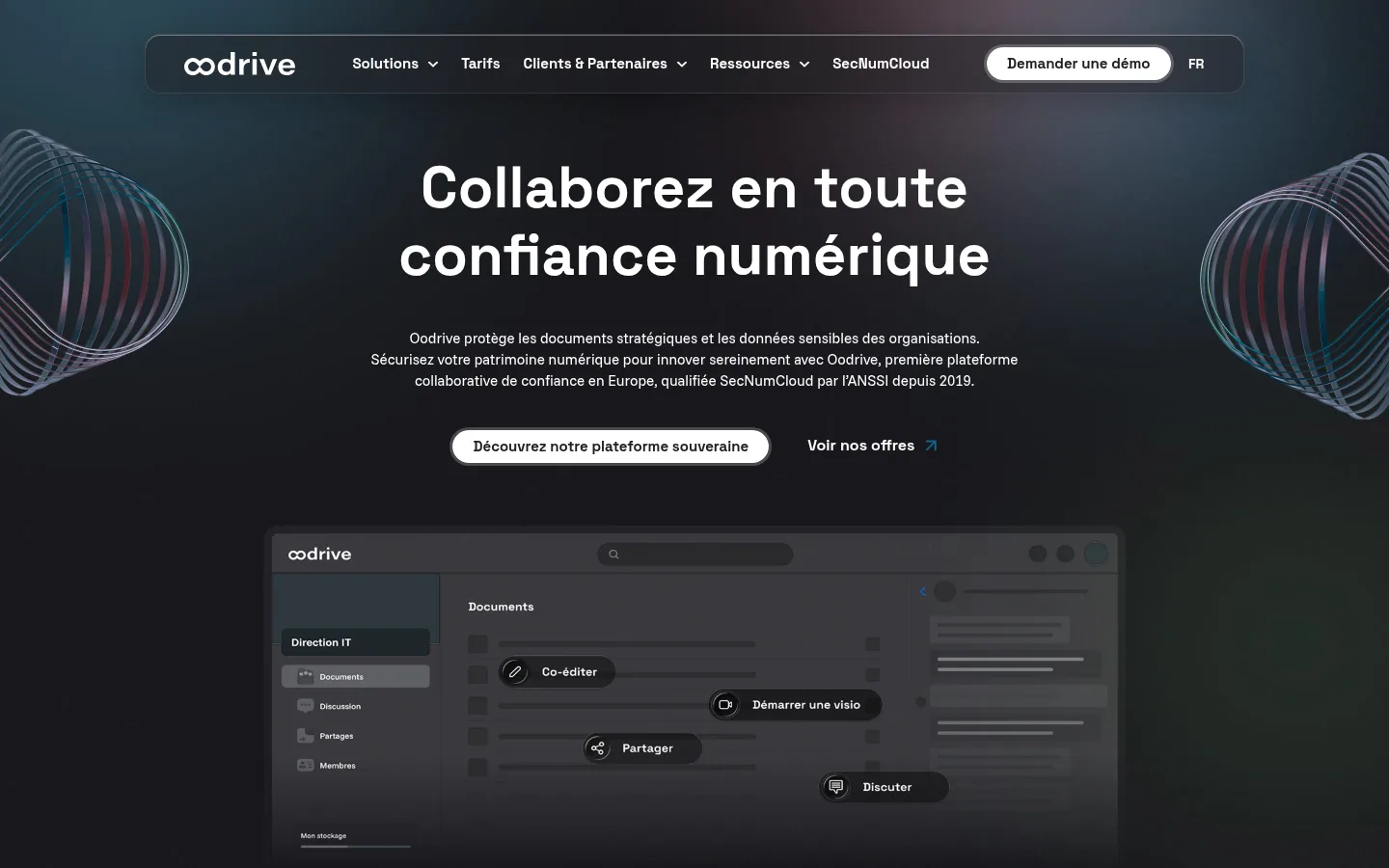 Homepage of the Oodrive Sign software
