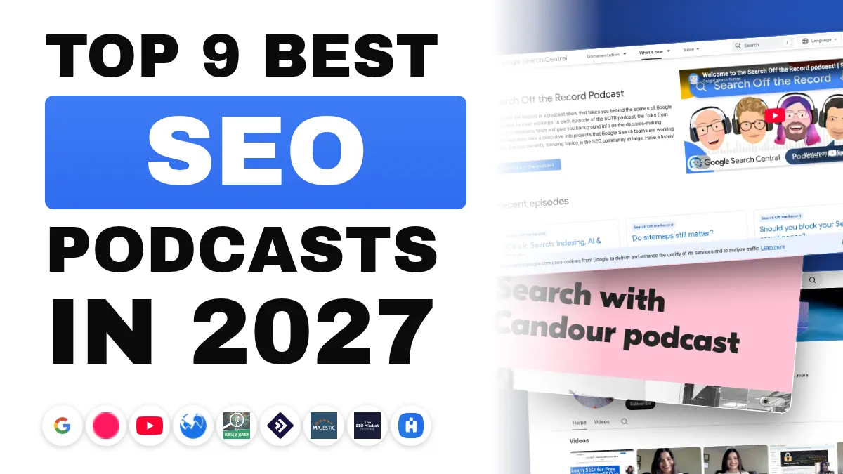 Koyu bir arka planın önünde fotoğraflanmış stüdyo mikrofonu; 2027'de dinlenecek en iyi 9 SEO podcast'i sıralamasının kapağı